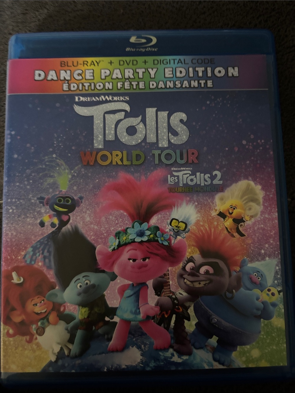 DreamWorks Trolls World Tour Blu-ray - Pink, Blue, Purple Cover